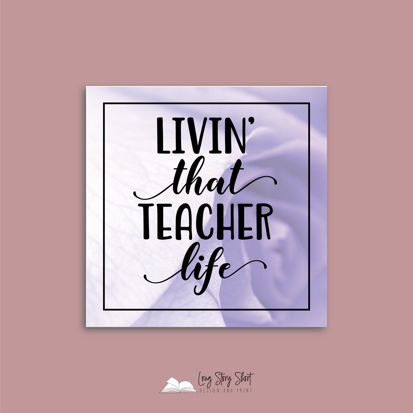 Purple Floral Teacher Thank You Square Vinyl label pack Matte/Gloss