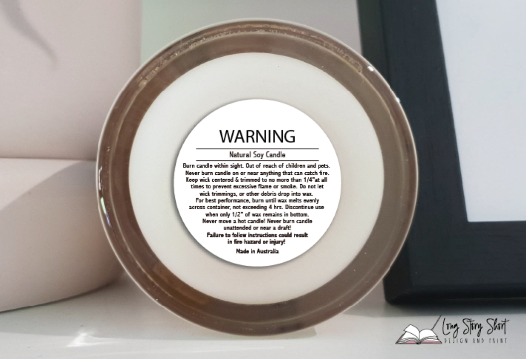 Bulk Warning Labels  Woodwick/Cotton Wick/Reed Diffuser (logo and website option)