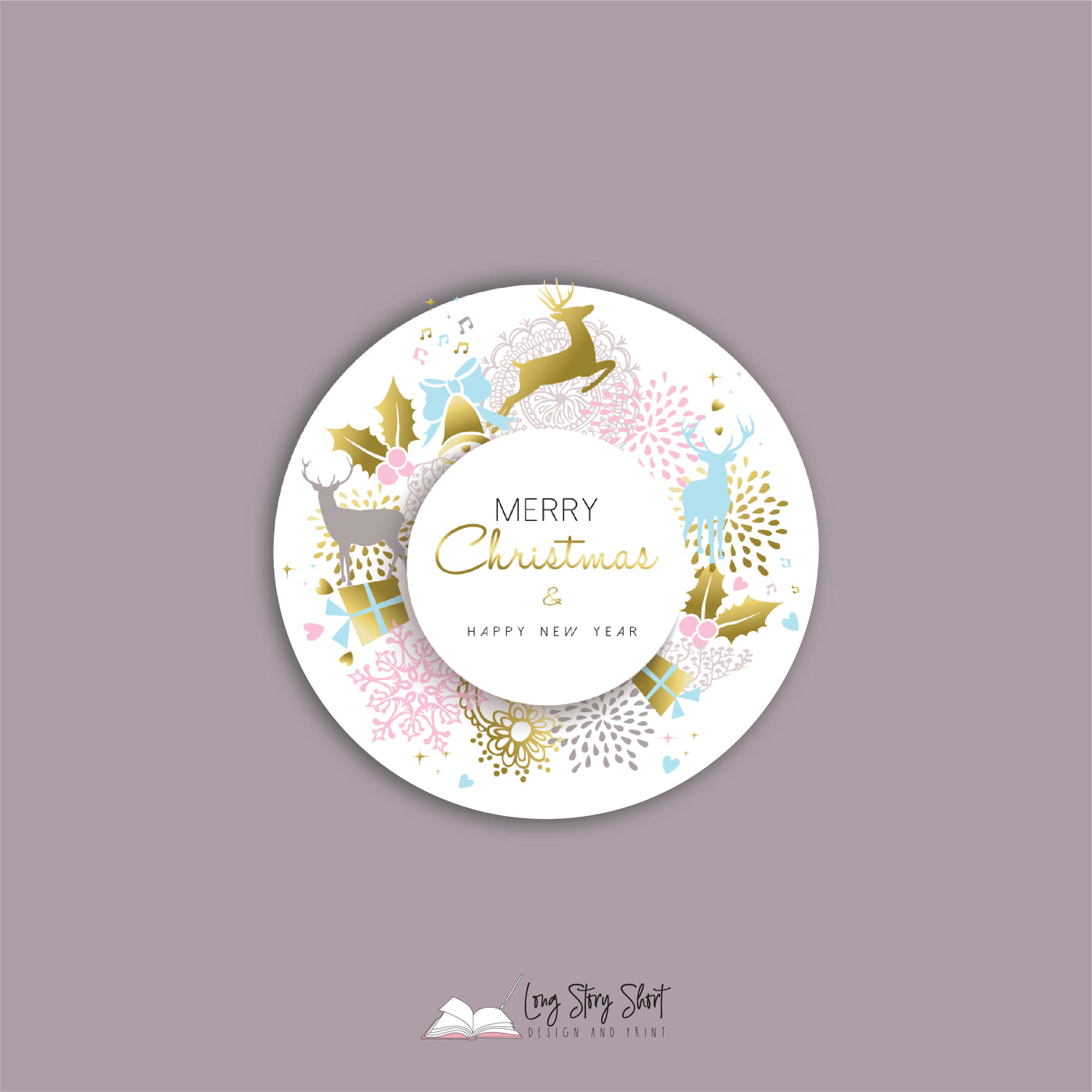 Assorted Round Christmas Vinyl Label Pack Matte/Gloss