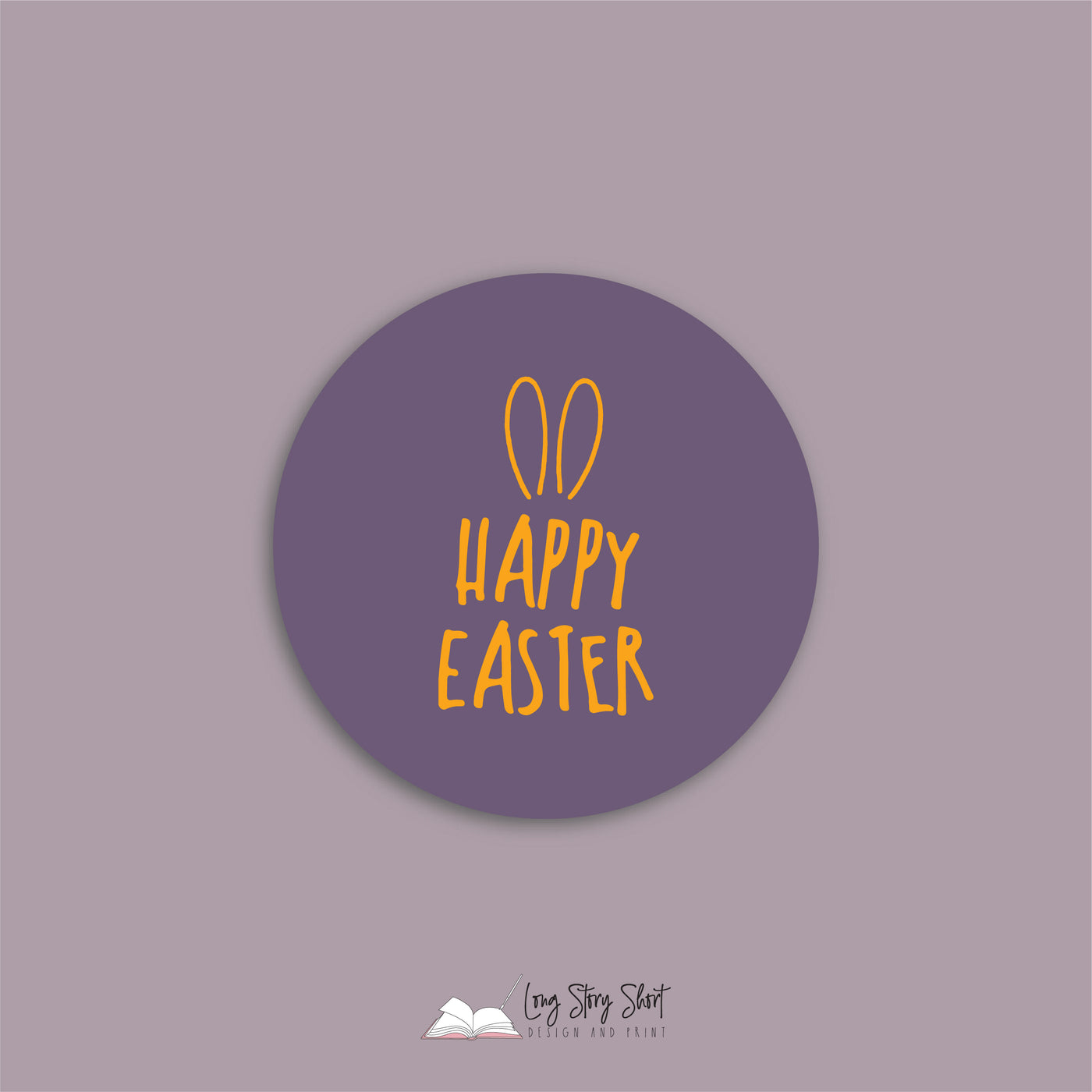 Happy Easter Ears Round Vinyl Label Pack matte/gloss