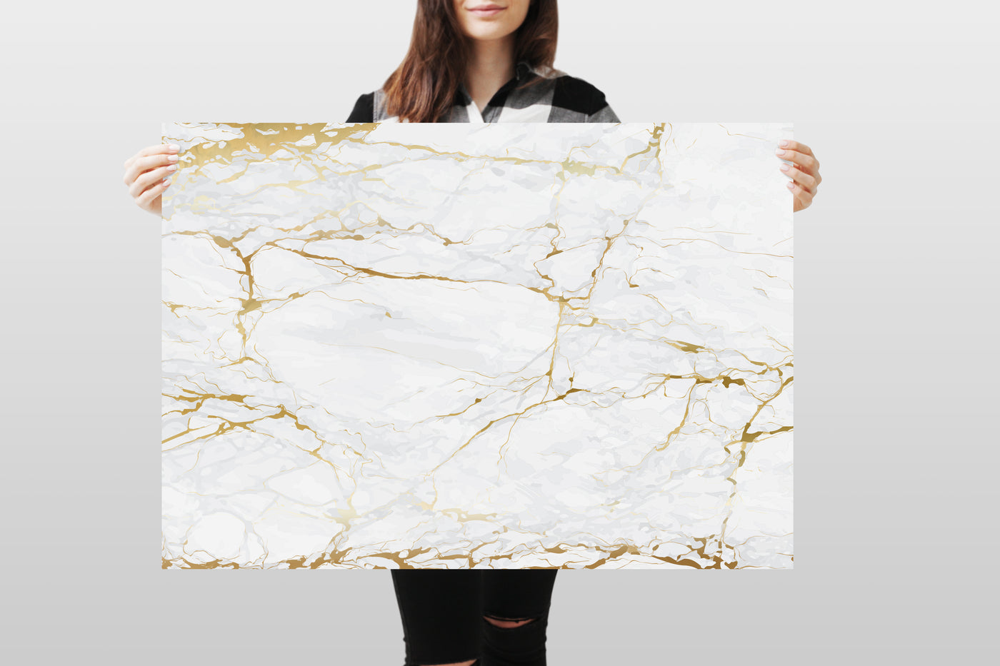 Photography Backdrop - White and Gold Marble