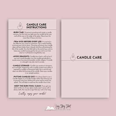 Cotton Wick Candle Care Card Templates