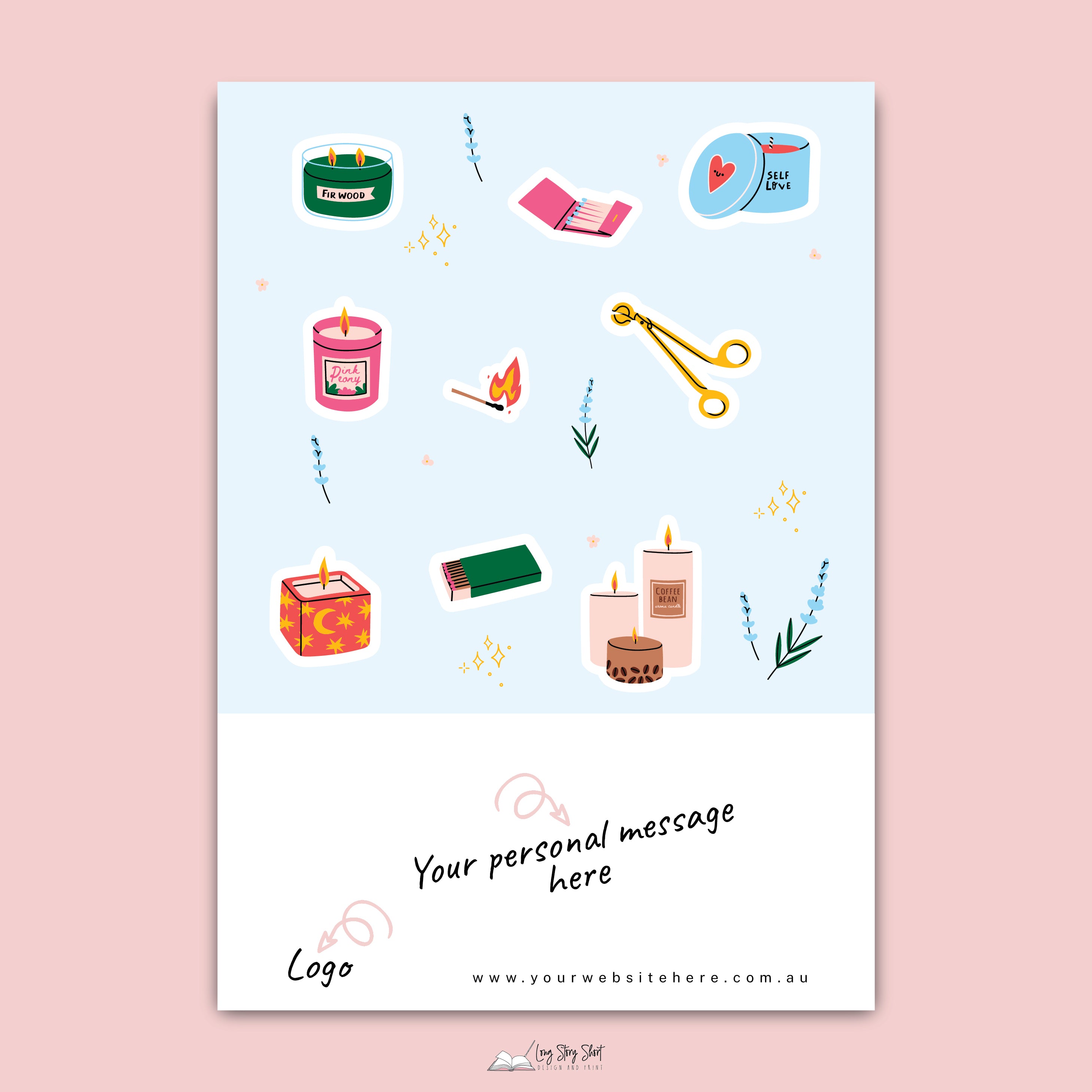 Candle Business Sticker Sheet Design 1 Long Story Short Design And