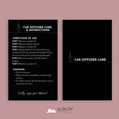 Car Diffuser Care Card Templates