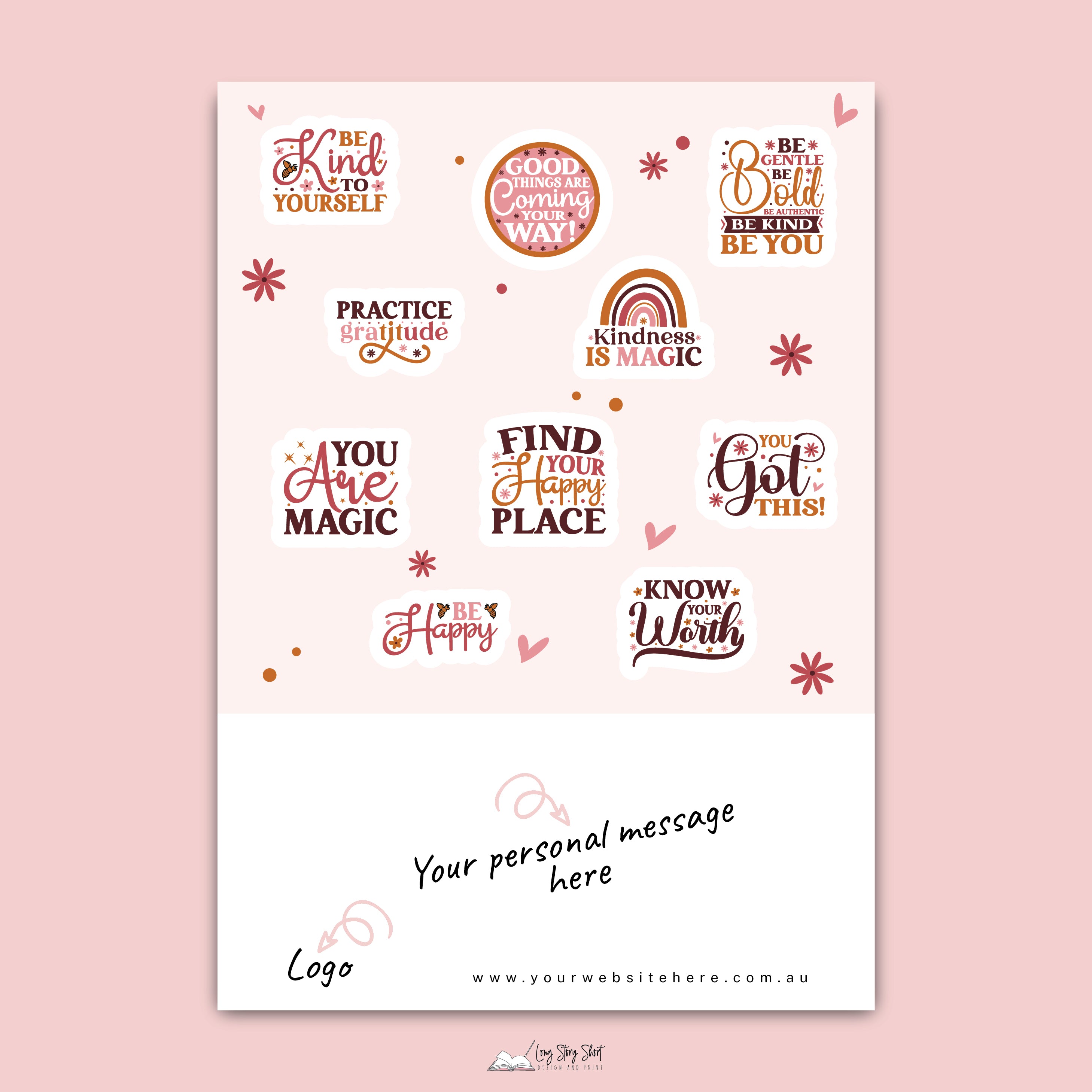 Positive Mind Sticker Sheet (design 1) – Long Story Short Design and Print