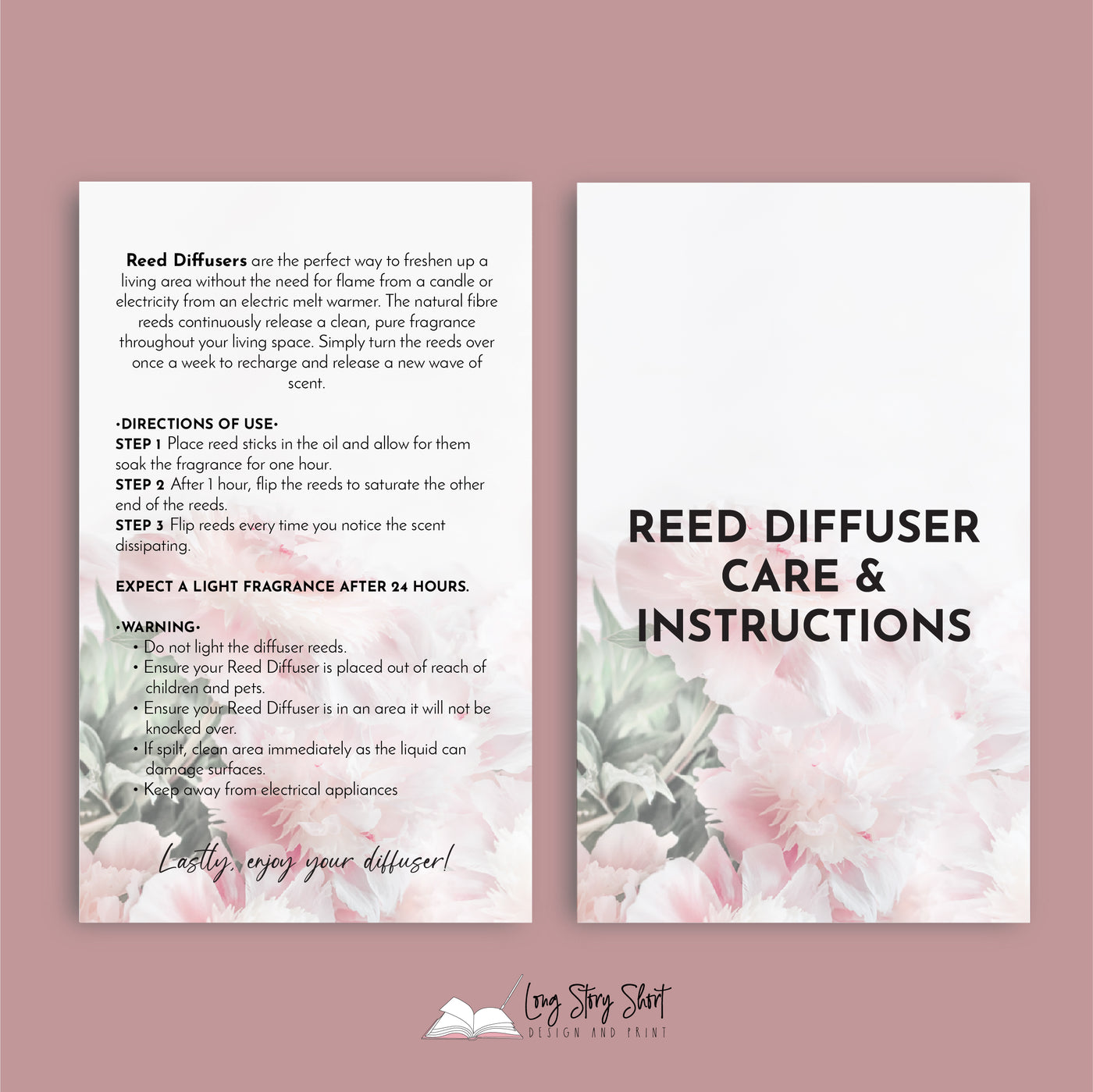 Floral Diffuser Care Card Templates