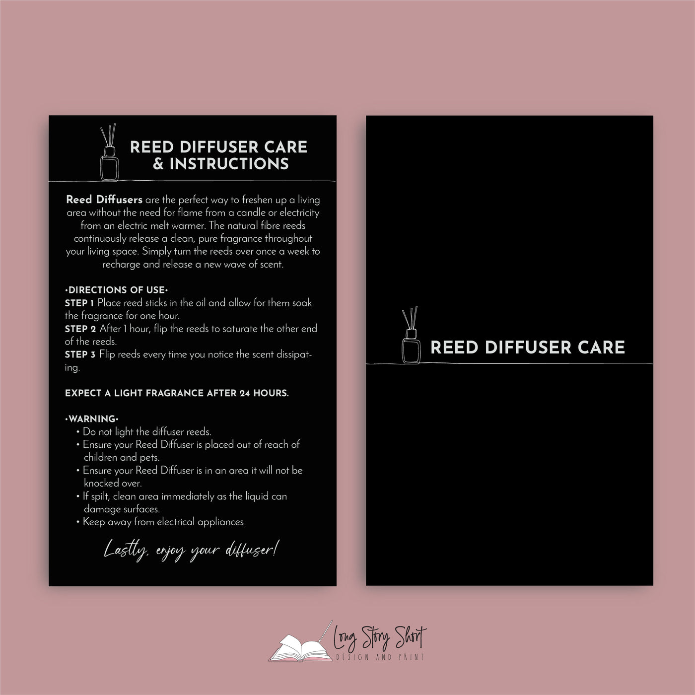 Reed Diffuser Care Card Templates – Long Story Short Design and Print