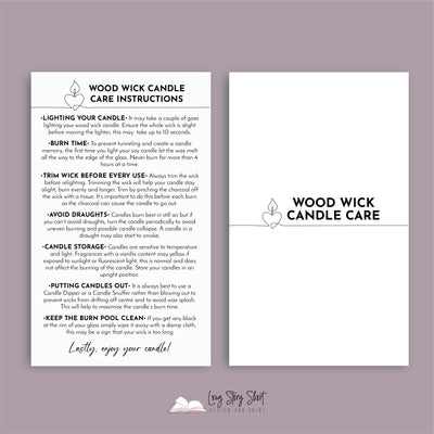 Wood Wick Candle Care Card Templates