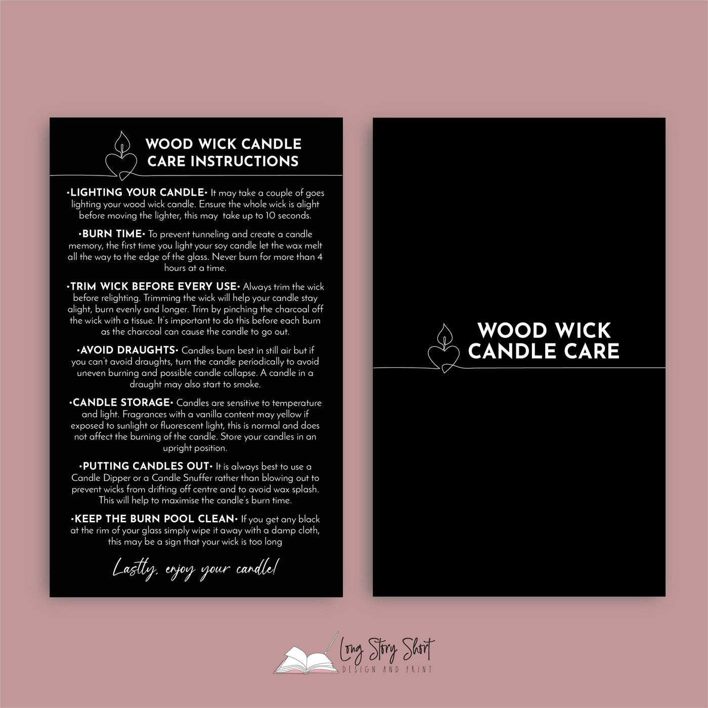 Wood Wick Candle Care Card Templates