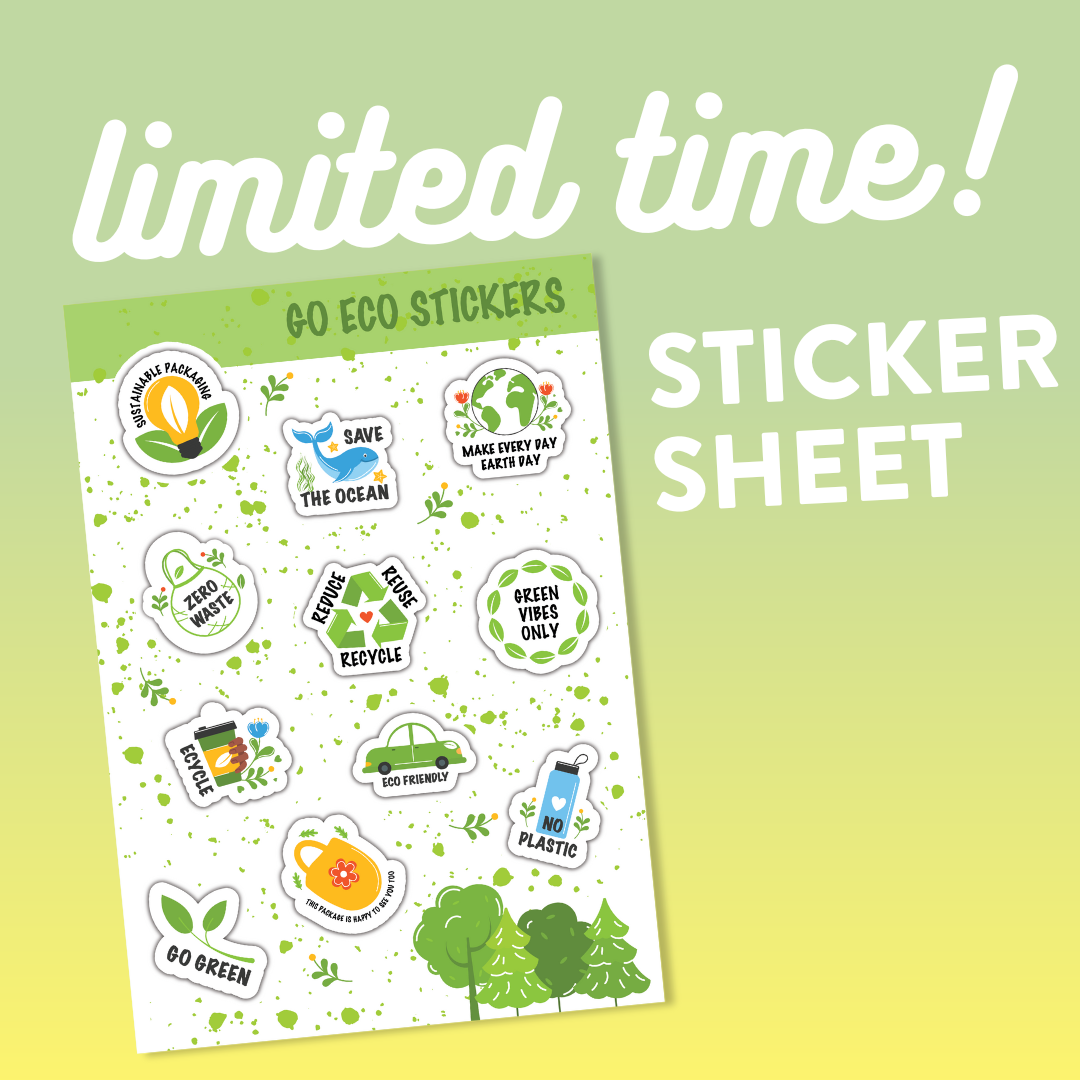 Go Green a5 Sticker Sheet Pack (Eco Matte Vinyl)