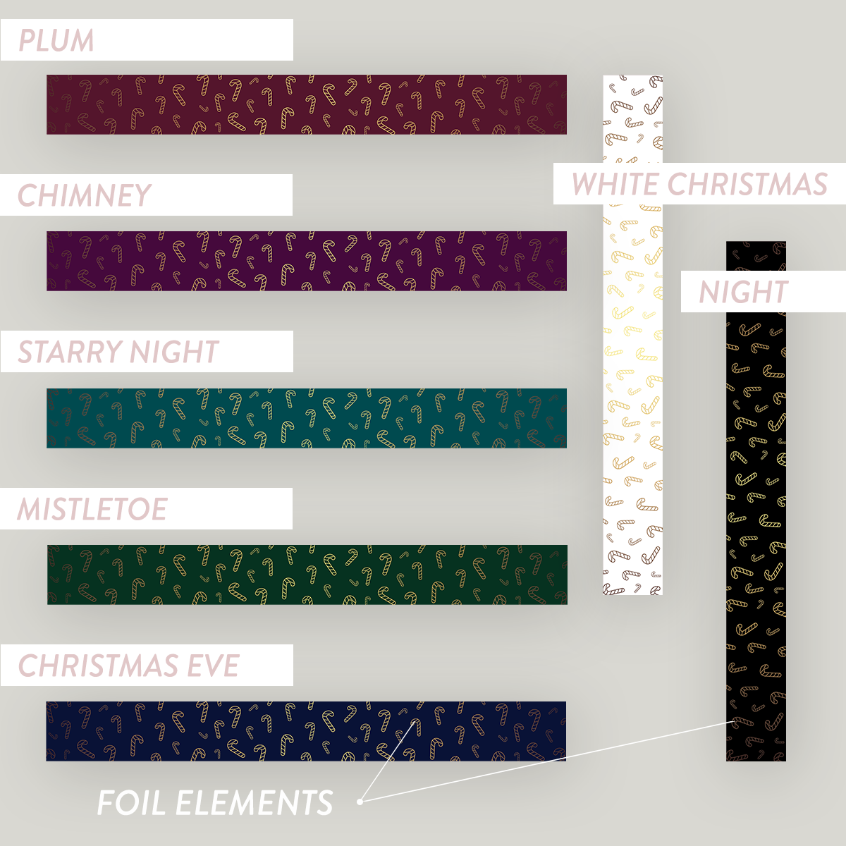 Foiled The Jewel Christmas Collection Wrap Labels - Candy Canes - Mystic