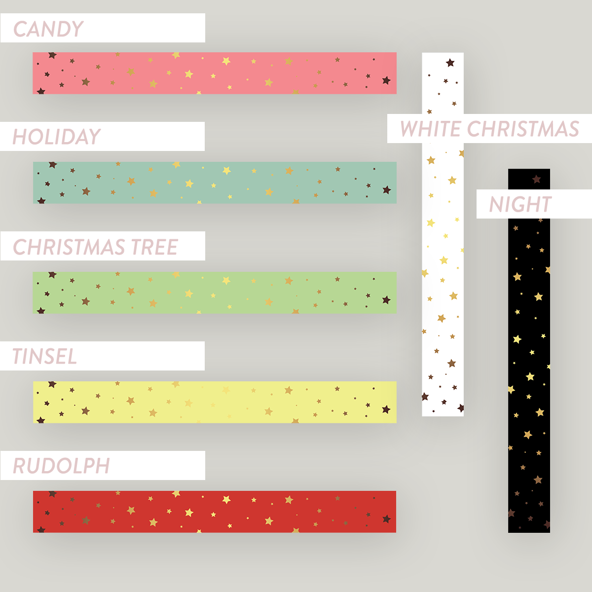 Matte/Gloss The Jewel Christmas Collection Wrap Labels - Stars - Festive Pastels