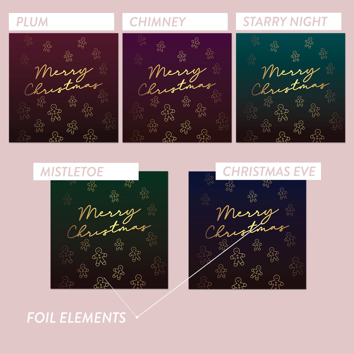 Foiled The Jewel Christmas Collection Square Labels - GINGERBREAD MEN - Mystic