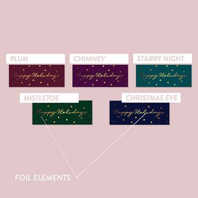 Foiled The Jewel Christmas Collection Happy Holidays Slim Labels - Stars - Mystic