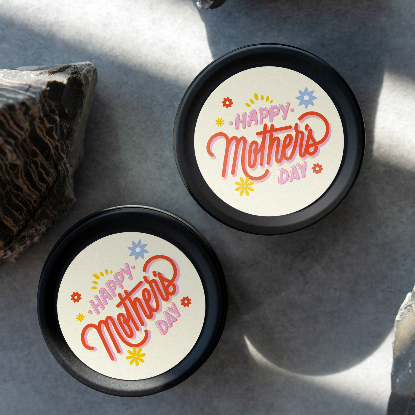 Mothers Day - Retro Collection - ROUND Design FOUR Vinyl Label Pack
