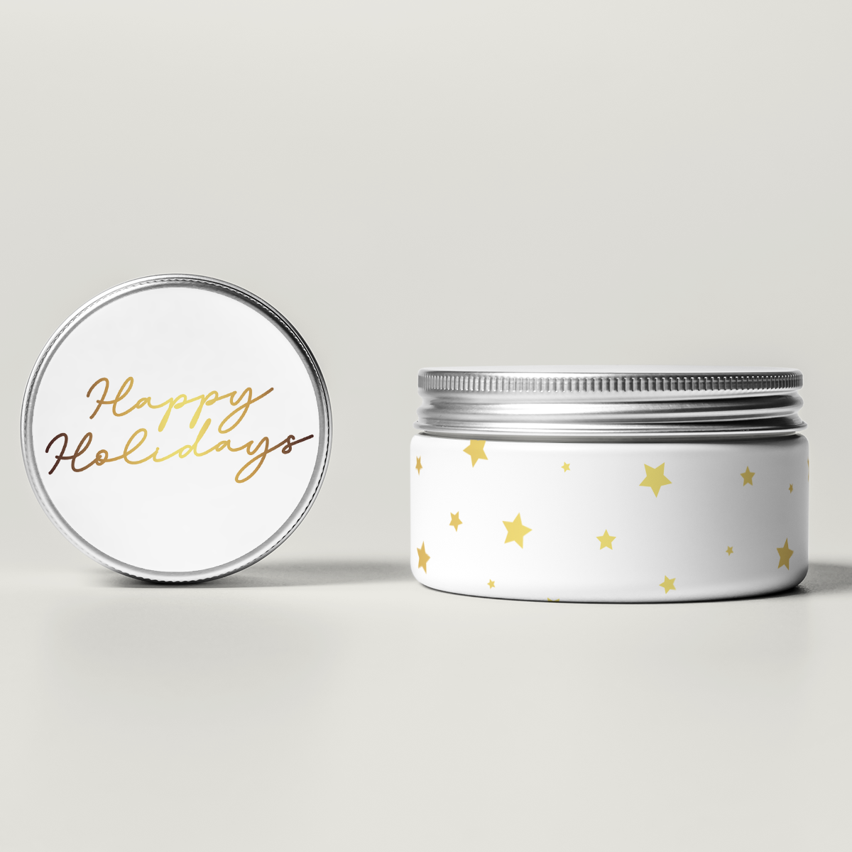 MATTE/GLOSS The Jewel Christmas Collection - Happy Holidays Stars Travel Tin Set (Lid and Wrap Label) Monochrome