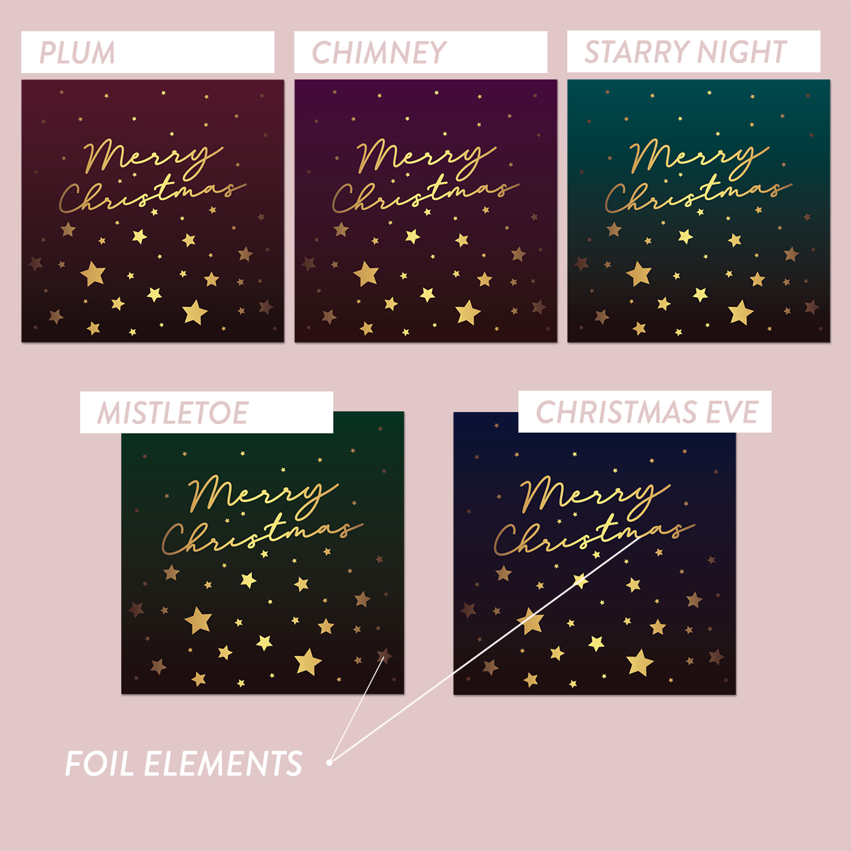 Foiled The Jewel Christmas Collection Square Labels - STARS - Mystic