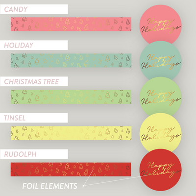 FOILED The Jewel Christmas Collection - Happy Holidays Trees Travel Tin Set Festive Pastels