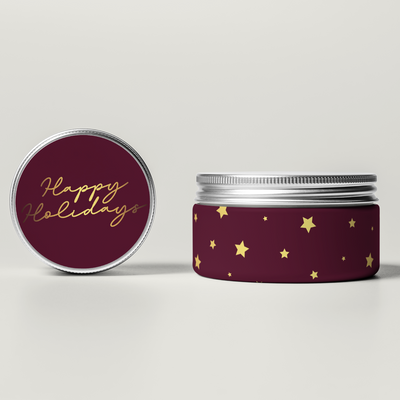 FOILED The Jewel Christmas Collection - Happy Holidays Stars Travel Tin Set (Lid and Wrap Label) Mystic