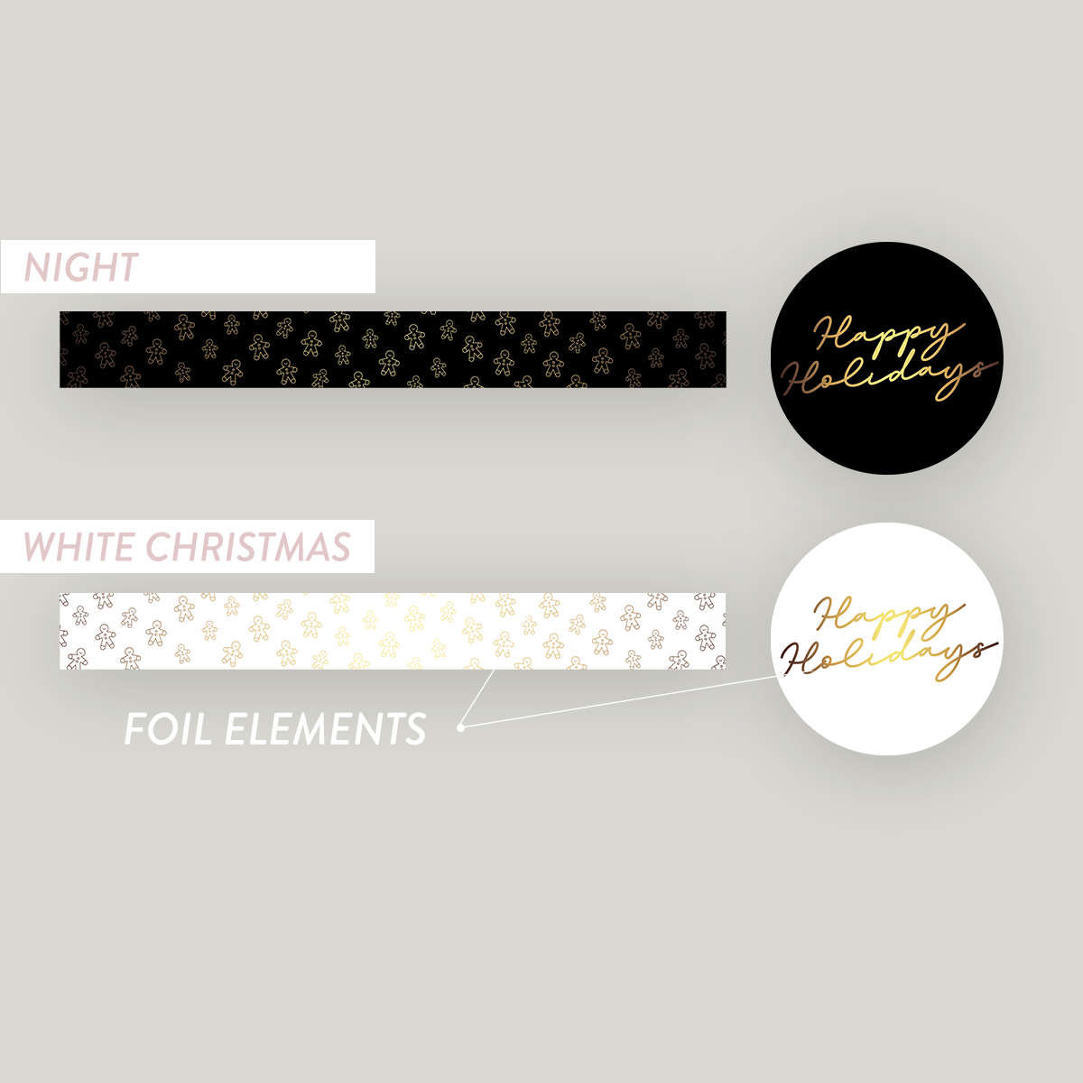 FOILED The Jewel Christmas Collection - Happy Holidays Foil Gingerbread Men Travel Tin Set Monochrome
