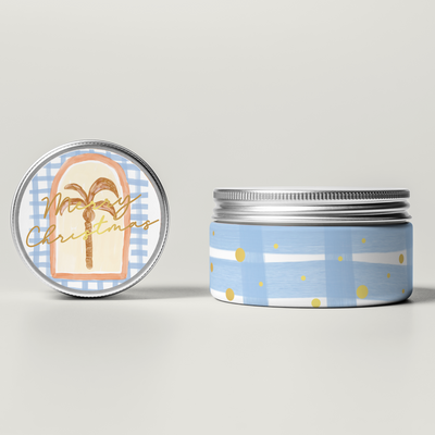 Jess Walker Christmas Travel Tin Set (Lid and Wrap Label) Design FIVE Foil
