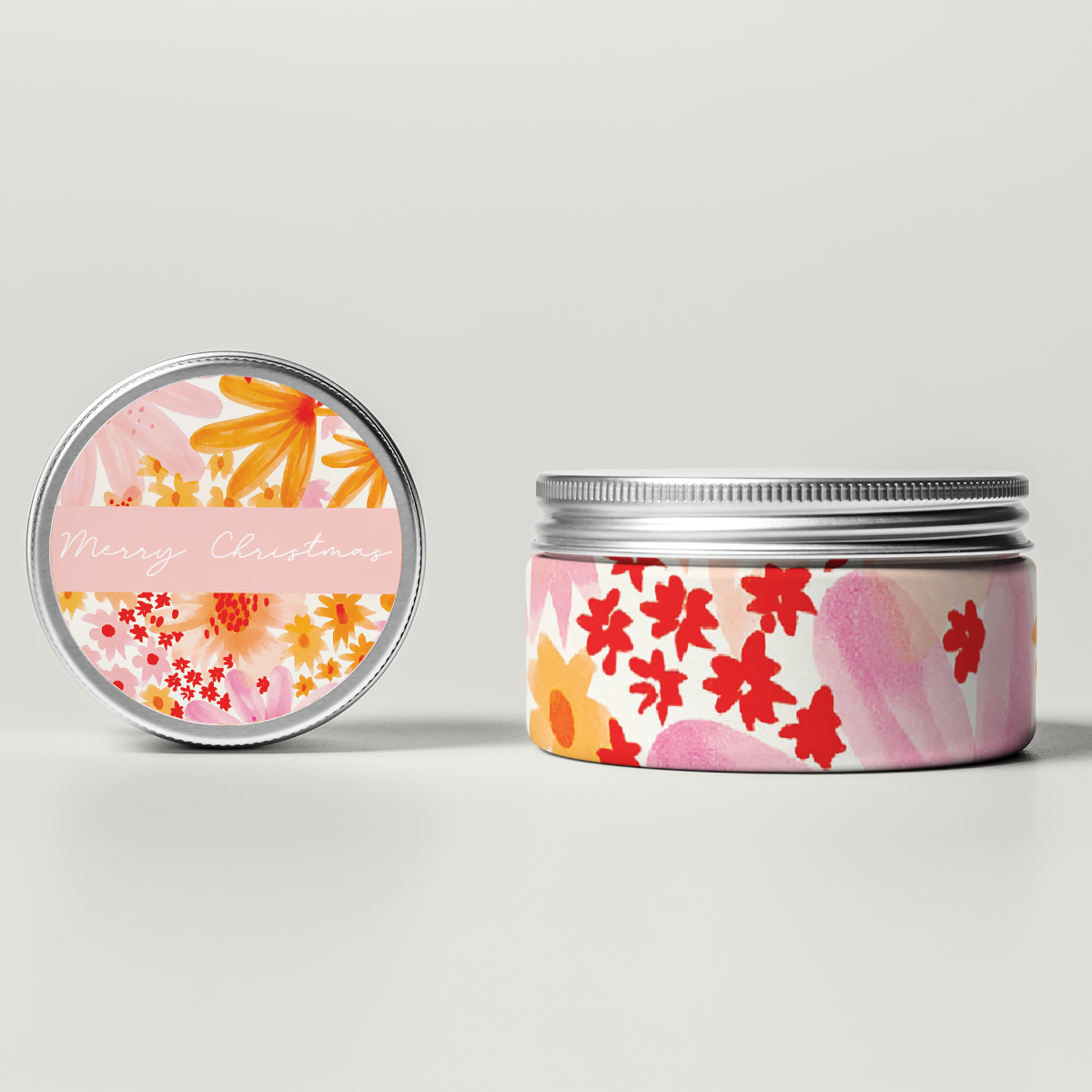 Jess Walker Christmas Travel Tin Set (Lid and Wrap Label) Design FOUR Matte/Gloss
