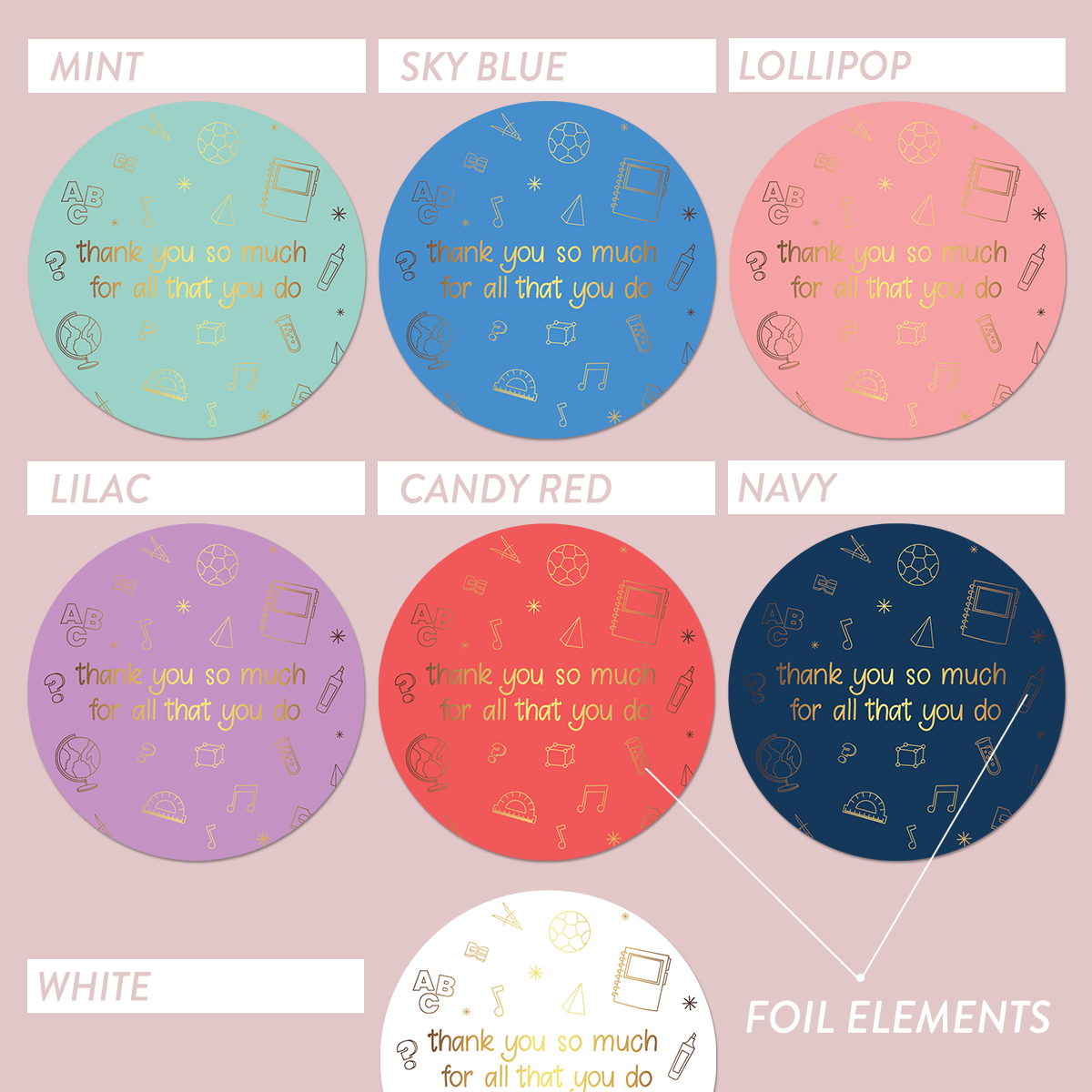 Festive Teacher Appreciation Vinyl Label Pack - ROUND