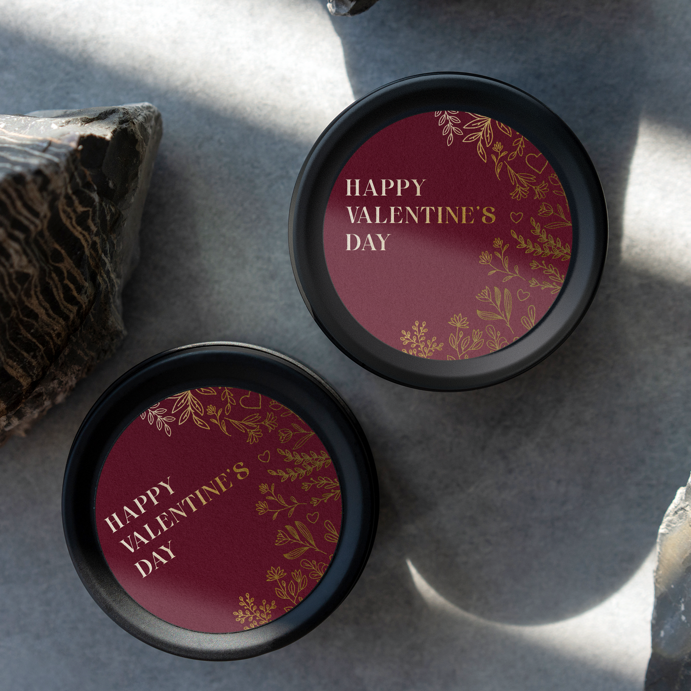 Foiled Happy Valentine's Day Floral Round Vinyl Label Pack