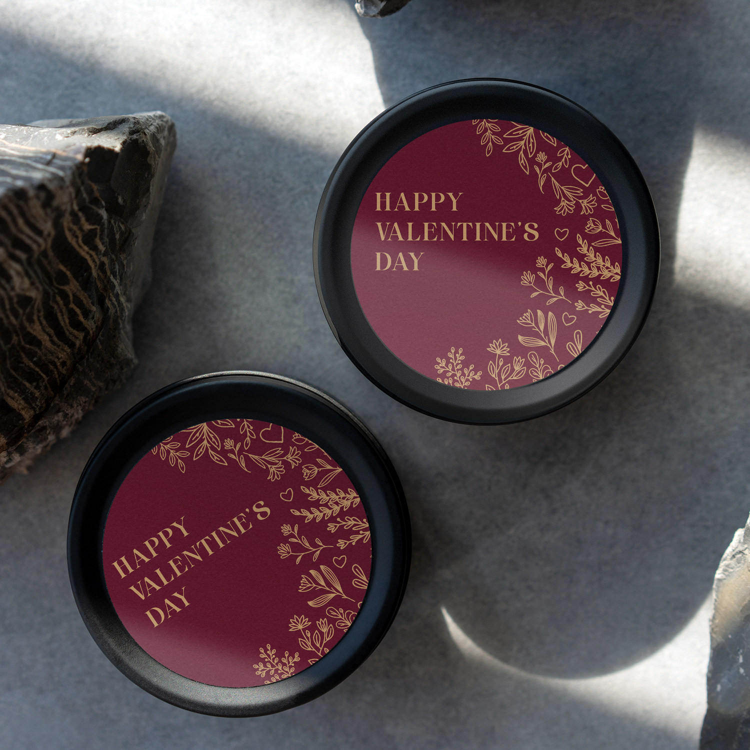 Happy Valentine's Day Floral Round Vinyl Label Pack