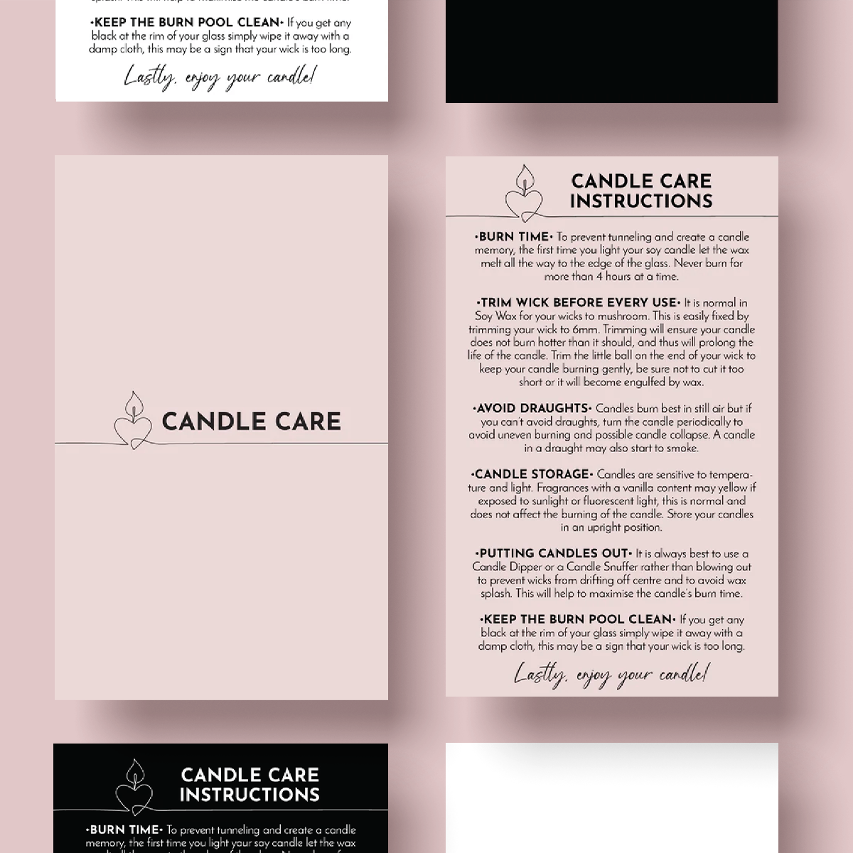 Cotton Wick Candle Care Card Templates