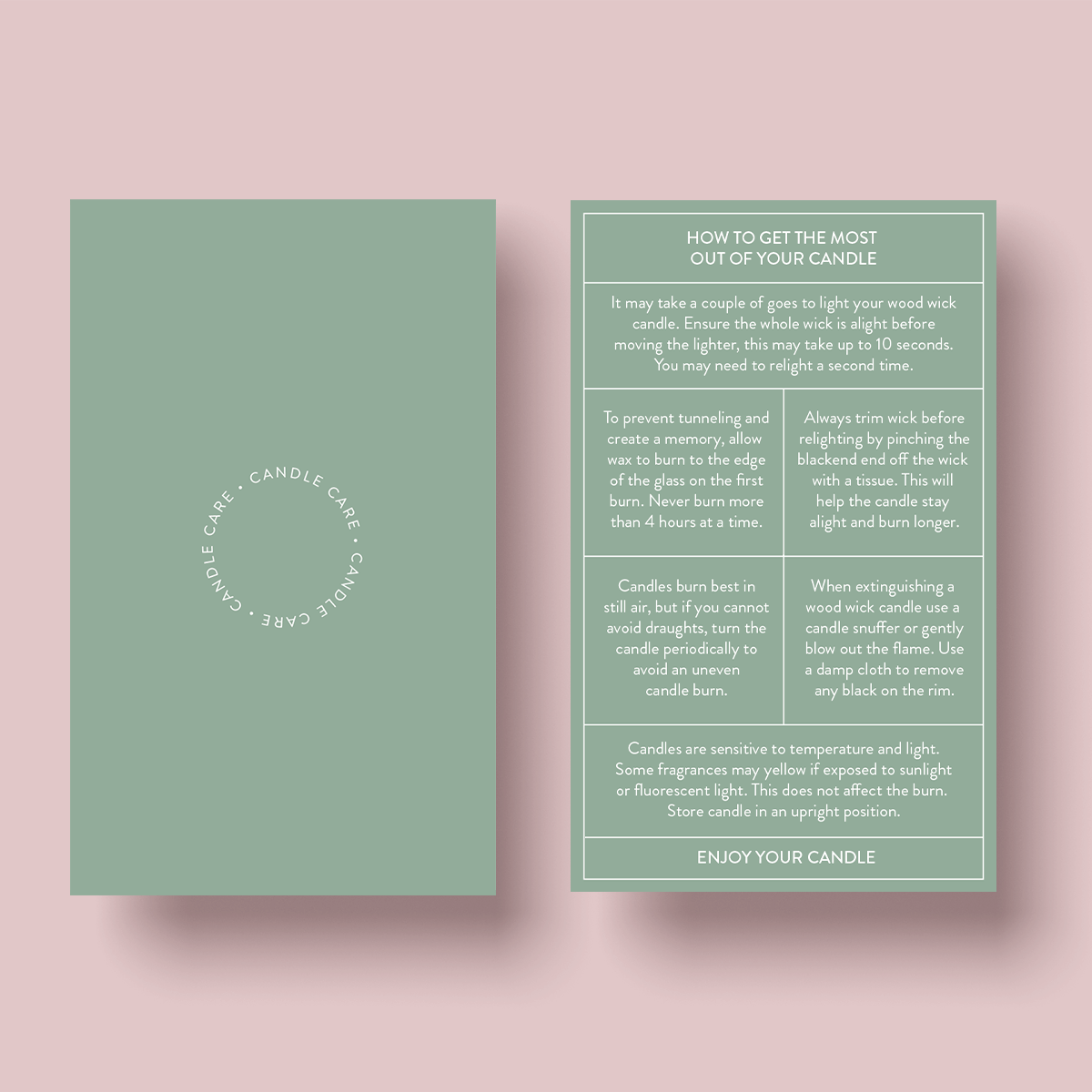 The Dusty Earth Collection - Wood Wick Candle Care Card