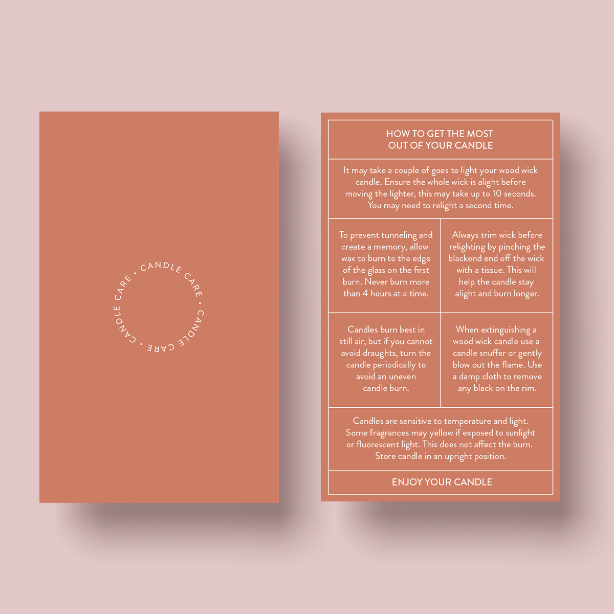 The Dusty Earth Collection - Wood Wick Candle Care Card